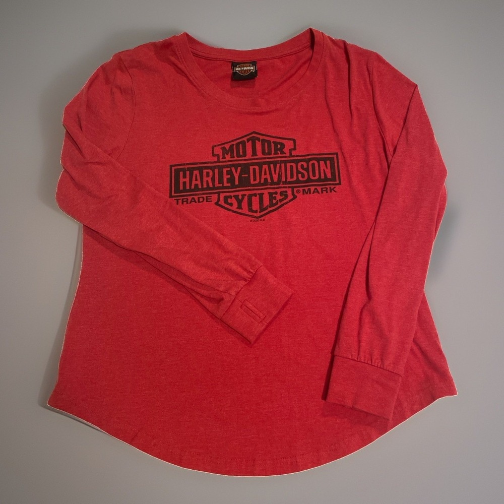 Harley-Davidson Rocky Top Pigeon Forge TN Long Sleeve Shirt Red Thumbhole Sz L
